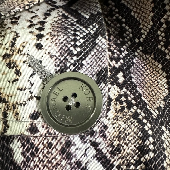 Michael Michael Kors Cotton Trench Snake Print Lined Coat Belted Button Front - Picture 10 of 10